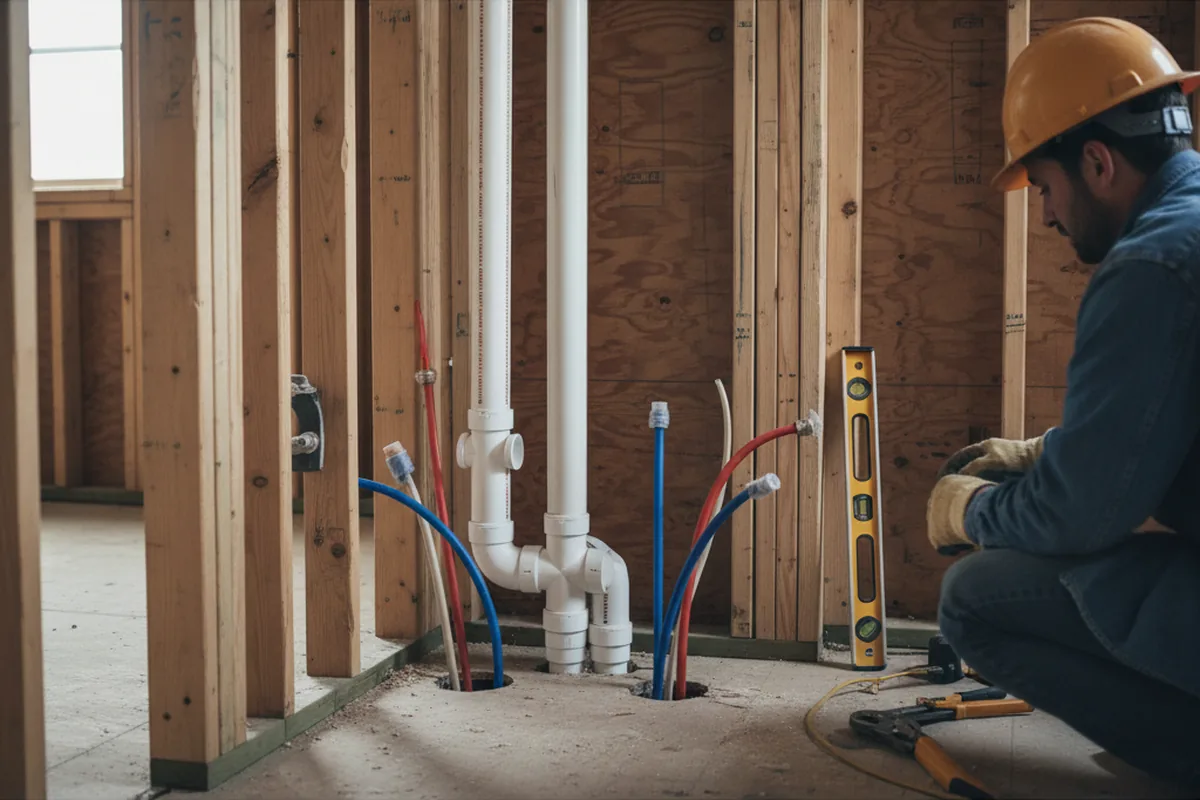 Drain and supply rough-in during Leak Detection in Hunt Valley